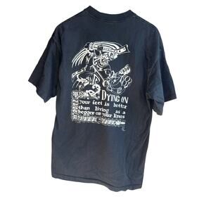 Vintage 94' Men's  XL Die on your feet T-Shirt Graphic Print Black Single Stitch